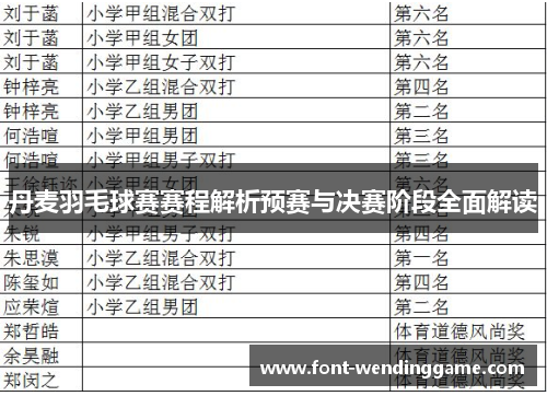 丹麦羽毛球赛赛程解析预赛与决赛阶段全面解读